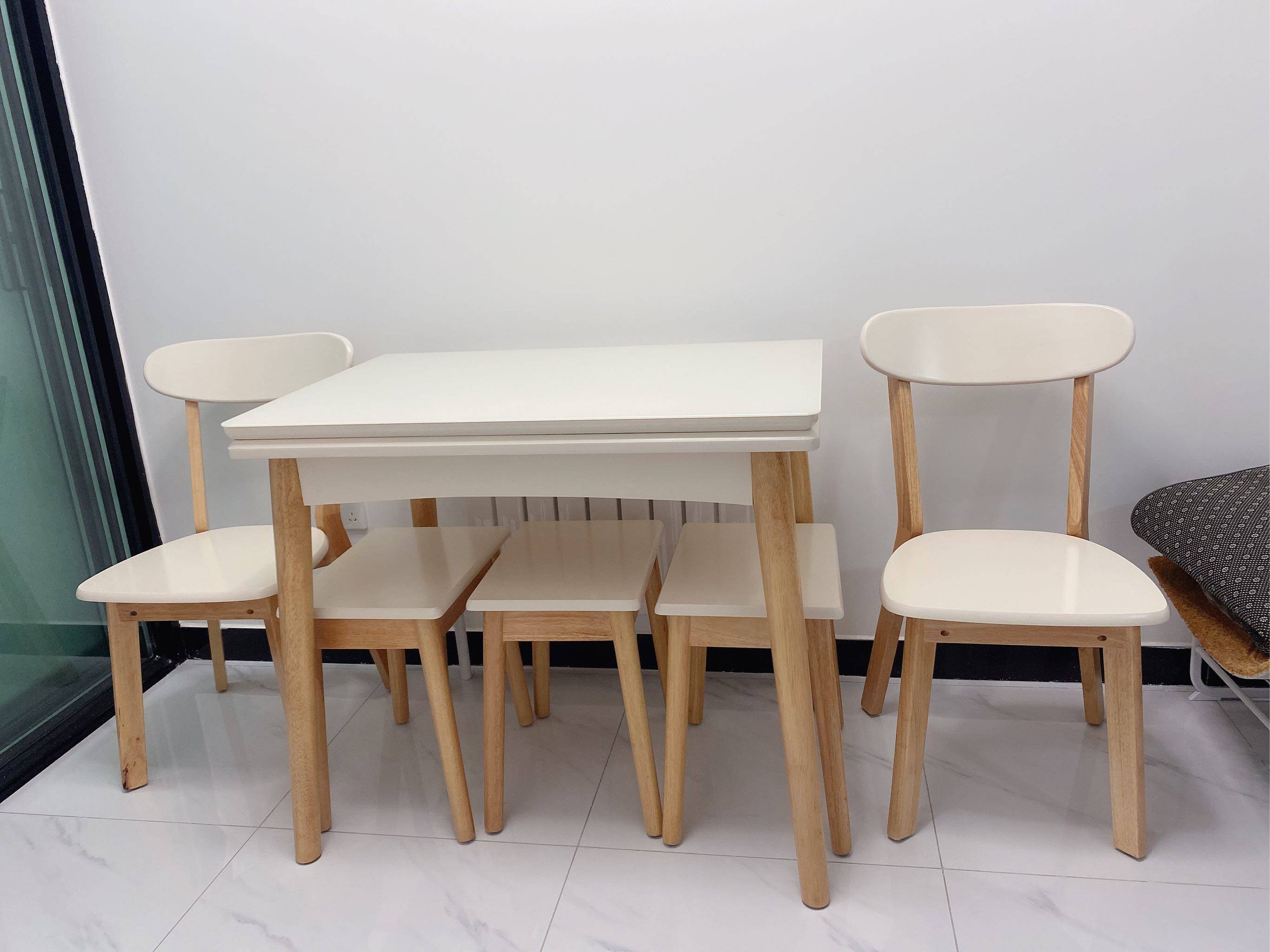 北欧实木餐桌简约家用小户型折叠伸缩餐桌椅组合饭桌长方形桌子