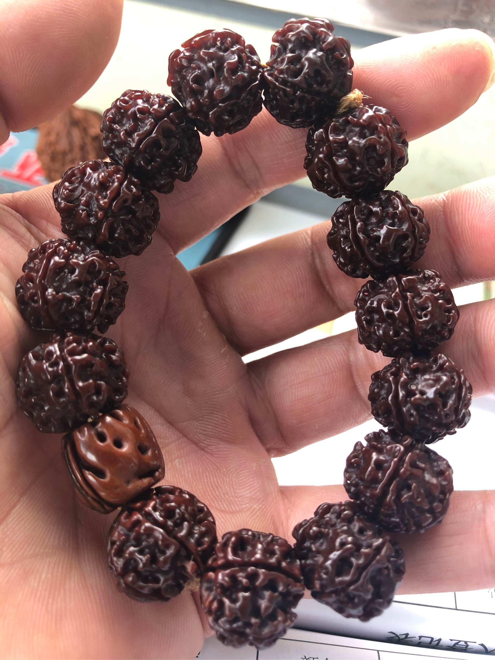 尼泊尔大金刚菩提手串爆肉纹菩提子原籽男女单圈文玩手持佛珠手链